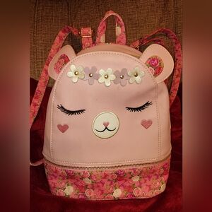 Under One Sky Pink Floral Bear Backpack